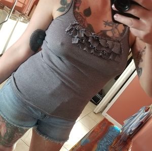 SOLD - J Crew Striped Ruffle Bib Tank Top - sz S